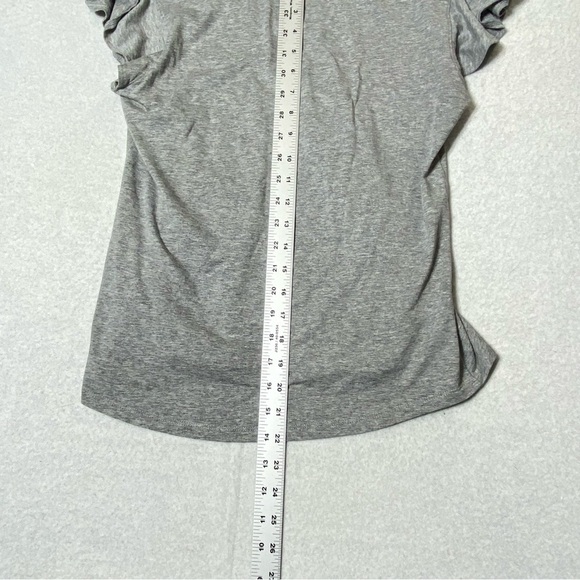 White House Black Market Top Womens S Shimmery Gray V-Neck Short Flutter Sleeve - Picture 11 of 11